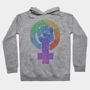 Rainbow Swirls Feminist Symbol Hoodie